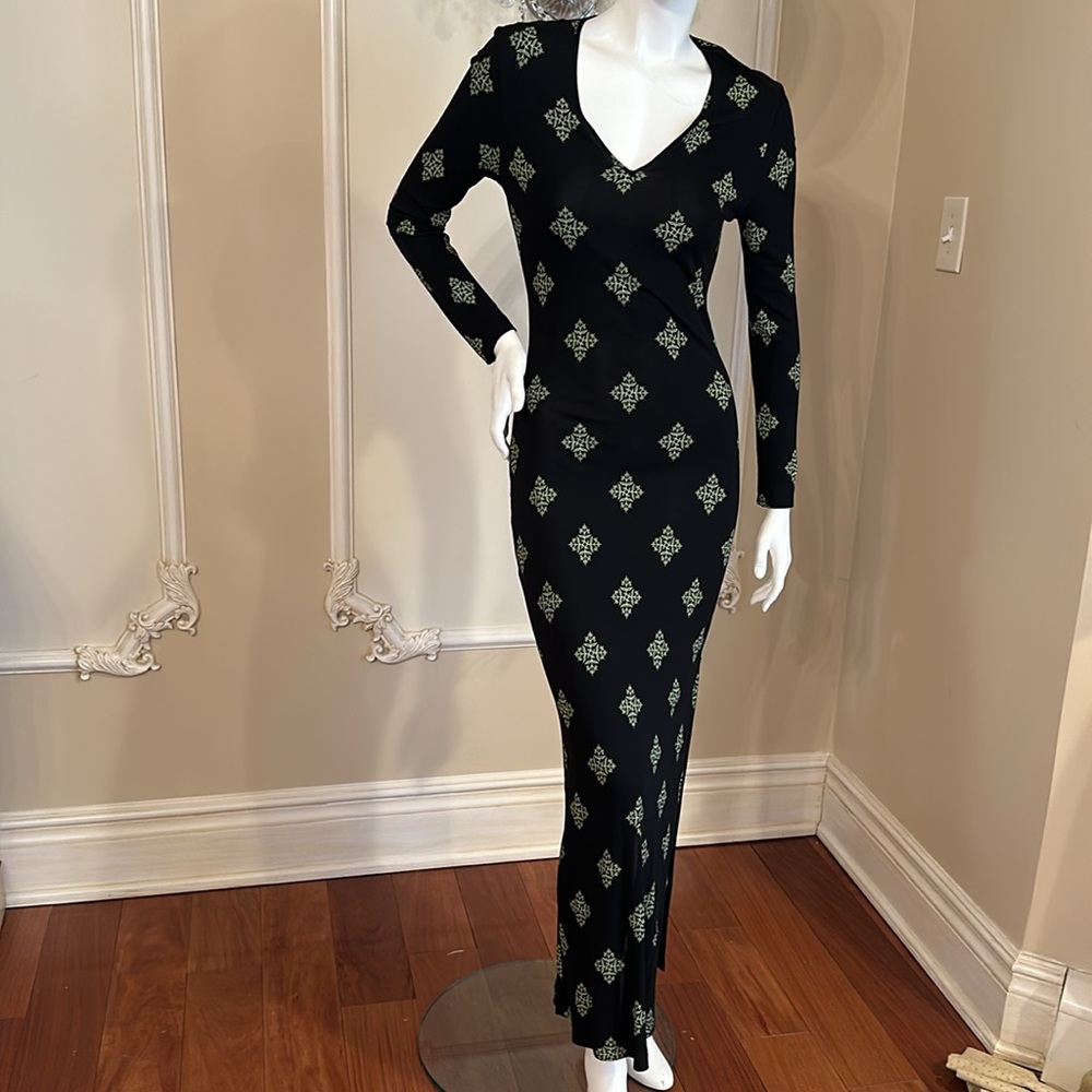 GIANNI VERSACE VERSUS Vintage Floor Long Viscose Black Dress size 28 42 - Picture 9 of 13